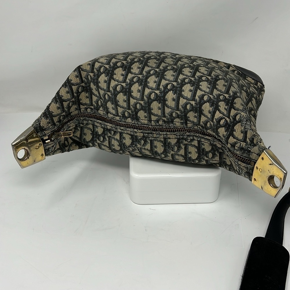 Vintage 1970’s Blue Beige Jacquard Zip Top Shoulder Crossbody Clutch Bag - Picture 7 of 16